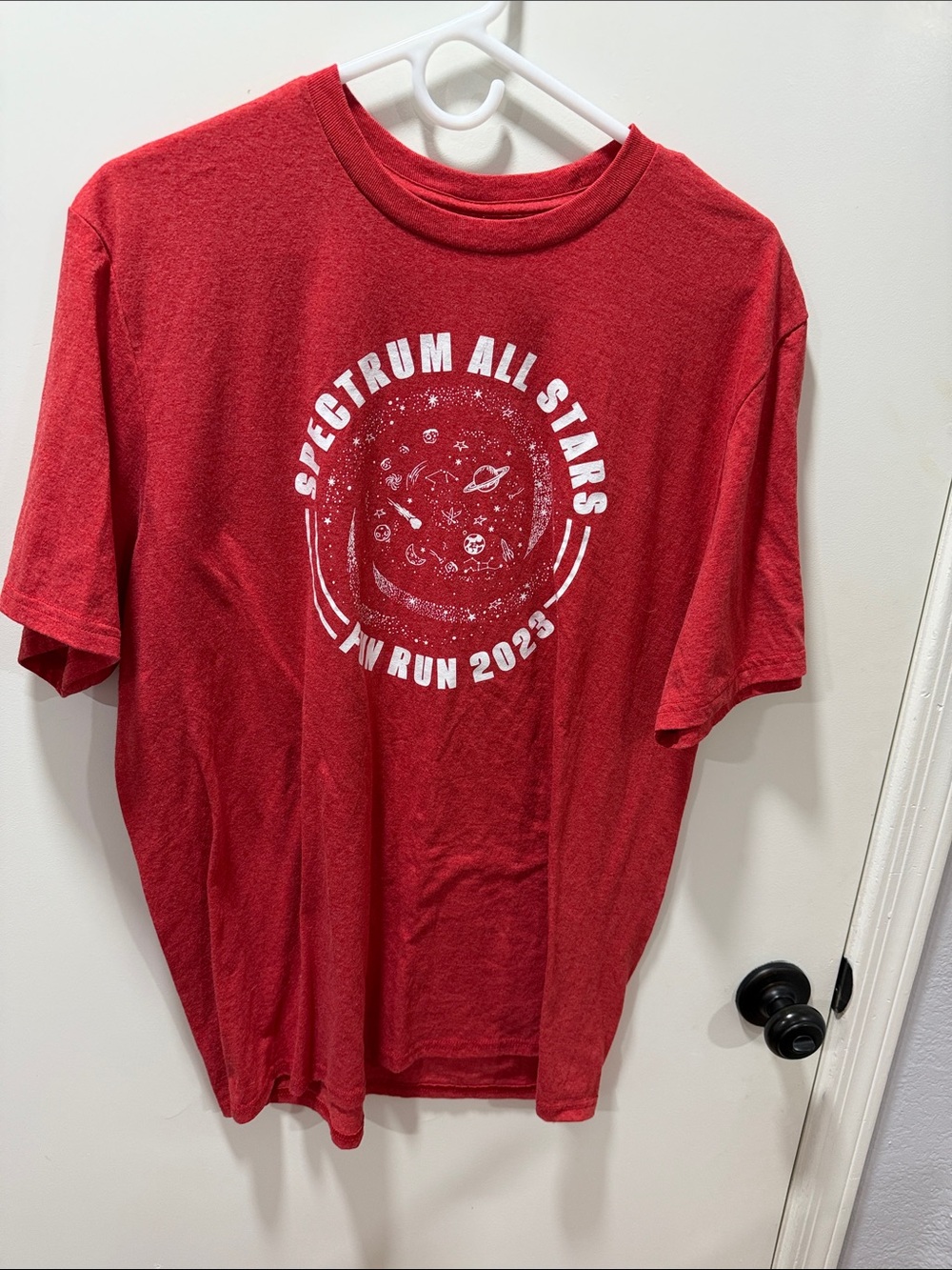 Gildan Red Short Sleeve Tee with White Space Graphic